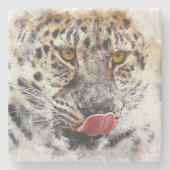 Dessous-de-verre En Pierre Empreinte de léopard peint (Devant)