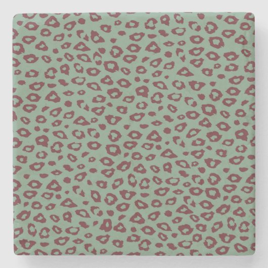 Dessous-de-verre En Pierre Empreinte de léopard rouge vert (Devant)