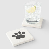 Dessous-de-verre En Pierre Empreinte de patte mignon (Côté)