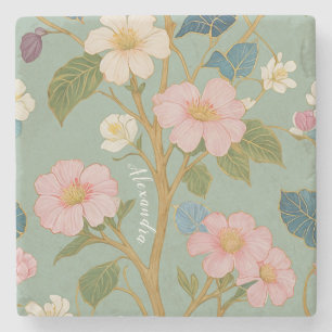 Dessous-de-verre En Pierre En fleurs : Branche pastel avec fleurs roses