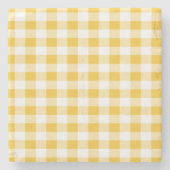 Dessous-de-verre En Pierre en vichy Plaid Jaune et Motif blanc (Devant)