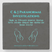 Dessous-de-verre En Pierre Enquêteur paranormal avec logo fantôme (Devant)