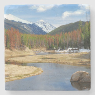 Dessous-de-verre En Pierre Enroulement le fleuve Colorado avec des montagnes