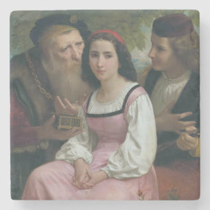 Dessous-de-verre En Pierre Entre Riches et Amour (par Bouguereau)