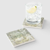 Dessous-de-verre En Pierre Entrée de papillon vert avec porte en fer (Côté)