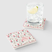 Dessous-de-verre En Pierre Entreprise Noël cadre rouge cadeau dessous de verr (Côté)