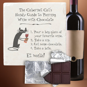 Dessous-de-verre En Pierre Éparcelle de vin avec Chocolat Drôle Chat