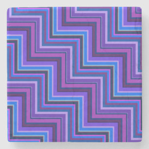 Dessous-de-verre En Pierre Escaliers à rayures bleues et violettes