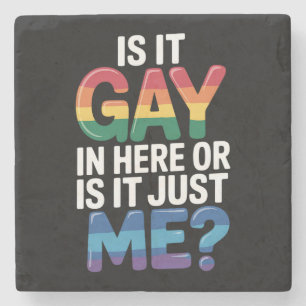 Dessous-de-verre En Pierre Est-ce gay ici ou est-ce juste moi drôle LGBTQ