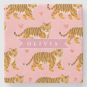 Dessous-de-verre En Pierre esthétique personnalisée rose tigre chic branchée