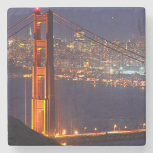 Dessous-de-verre En Pierre États-Unis, Californie. Golden Gate Bridge la nuit
