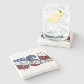 Dessous-de-verre En Pierre États-Unis en rouge blanc et bleu drapeau patrioti (Côté)