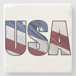 Dessous-de-verre En Pierre États-Unis en rouge blanc et bleu drapeau patrioti