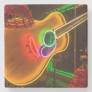 Dessous-de-verre En Pierre États-Unis, Texas, Austin. Guitare néon au chantag