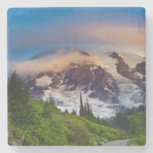 Dessous-de-verre En Pierre États-Unis, Washington, Mt. Rainier. Soleil du mat