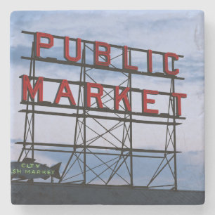 Dessous-de-verre En Pierre États-Unis, Washington, Seattle, Pike Street Mark