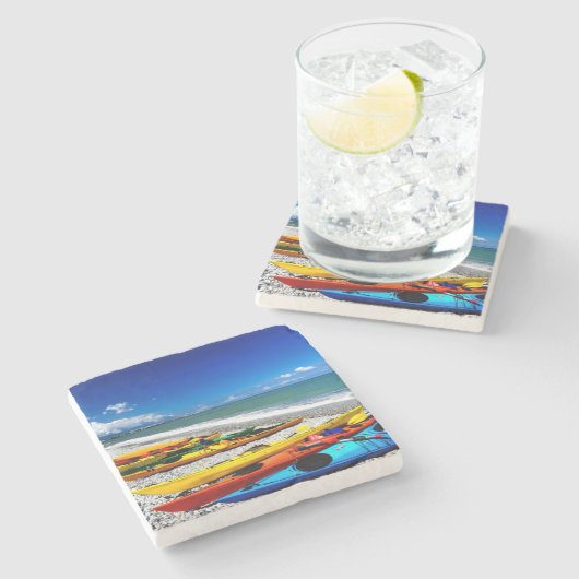 Dessous-de-verre En Pierre Été Kayaking (Côté)