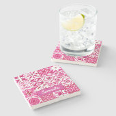 Dessous-de-verre En Pierre Eté majolica rouge Sicilienne Méditerranée (Côté)