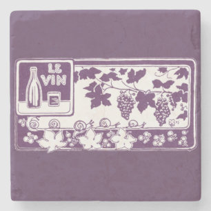 Dessous-de-verre En Pierre Étiquette de vin français vintage   Vignoble rusti
