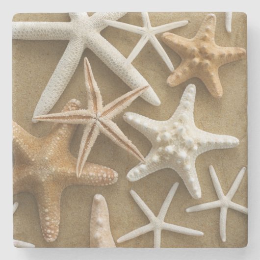 Dessous-de-verre En Pierre Étoiles de mer sur le sable (Devant)