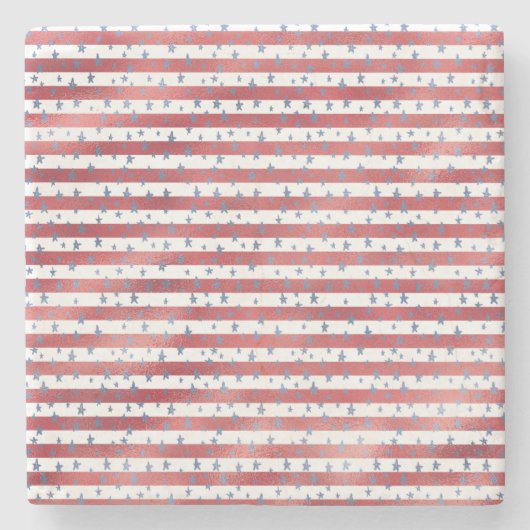 Dessous-de-verre En Pierre Étoiles Grandes Bleu Rouge Blanc (Devant)