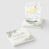Dessous-de-verre En Pierre Eucalyptus Green Wedding Enregistrer La Date (Côté)