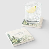 Dessous-de-verre En Pierre Eucalyptus Verdure Mariage Foliage Bébés Respirer (Côté)