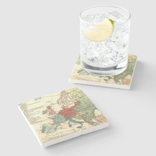 Dessous-de-verre En Pierre Europe Carte Pays Antique Mondiale (Côté)