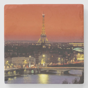 Dessous-de-verre En Pierre Europe, France, Paris. Vue coucher de soleil de l'