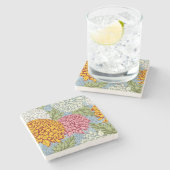 Dessous-de-verre En Pierre Excellent motif avec des chrysanthèmes (Côté)