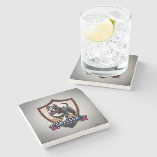 Dessous-de-verre En Pierre Exécution du logo PitBull College (Côté)