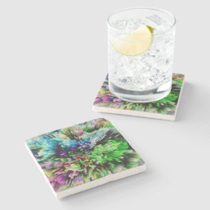 Dessous-de-verre En Pierre Explosion de couleur avec effet d'huile