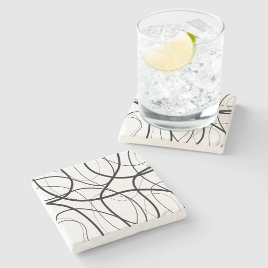 Dessous-de-verre En Pierre Expression en noir et blanc (Côté)