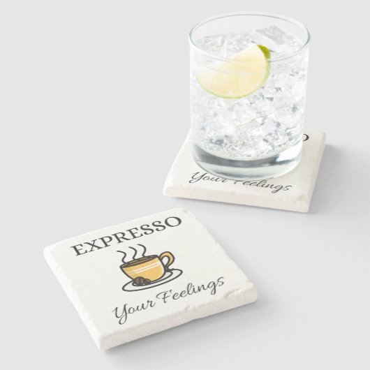 Dessous-de-verre En Pierre Expresso Vos Sentiments Cute Espresso Café (Côté)