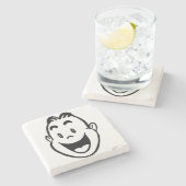 DESSOUS-DE-VERRE EN PIERRE FACE HEUREUSE (Côté)