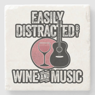 Dessous-de-verre En Pierre Facilement distrait par le vin et la musique