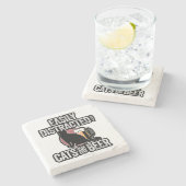 Dessous-de-verre En Pierre Facilement distrait par les chats et la bière (Côté)