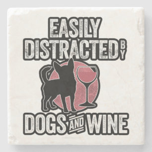 Dessous-de-verre En Pierre Facilement distrait par les chiens et le vin