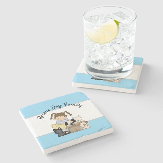 Dessous-de-verre En Pierre Famille de chiens secourus (Côté)