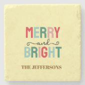 Dessous-de-verre En Pierre Family Happy New Year Merry Christmas (Devant)