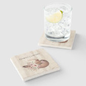 Dessous-de-verre En Pierre Faux Crème Rustique Bois Rose Rose Cowgirl (Côté)