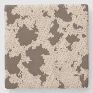 Dessous-de-verre En Pierre Faux Vache Imprimer Brown et crème
