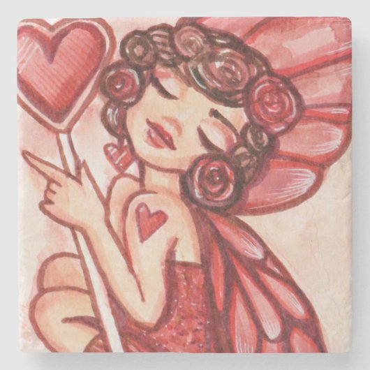 Dessous-de-verre En Pierre Fée de la Saint Valentin (Devant)