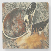 Dessous-de-verre En Pierre Feeding Time ! (Devant)