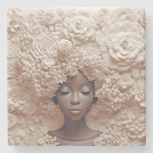 Dessous-de-verre En Pierre Femme afro-américaine Reine noire Melanin Poppin