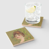 Dessous-de-verre En Pierre Femme aime Noël Holly (Côté)