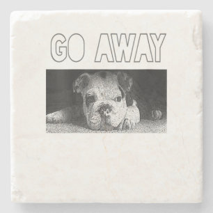 Dessous-de-verre En Pierre Femme Anglais Bulldog Chiot Distances sociales
