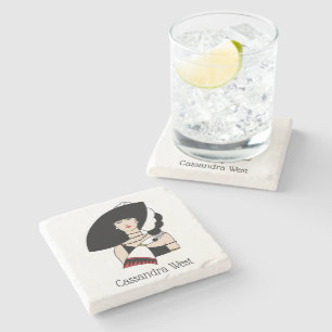 Dessous-de-verre En Pierre Femme Art Déco Vintage portant un chapeau des gant