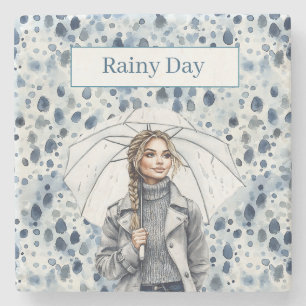 Dessous-de-verre En Pierre Femme Blonde Jour de Pluie