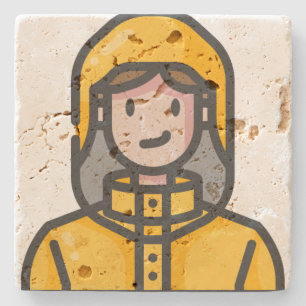 Dessous-de-verre En Pierre femme en imperméable